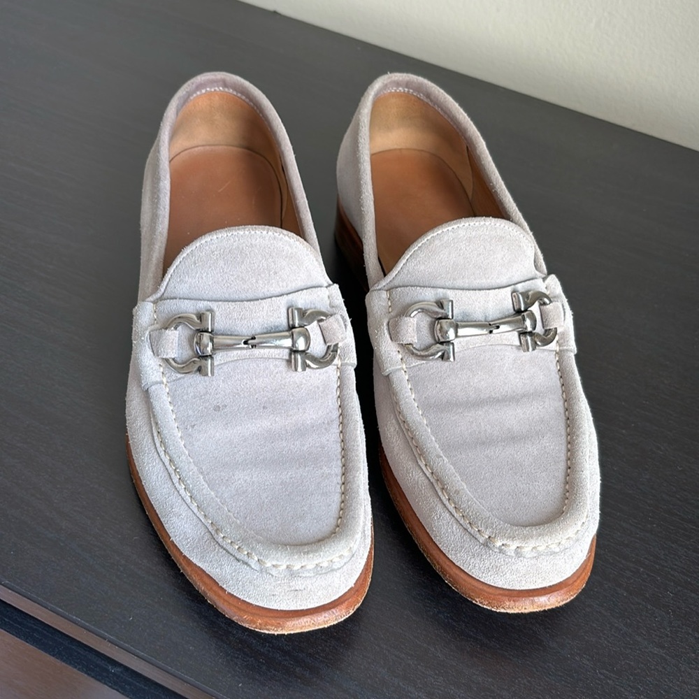 Salvatore Ferragamo Grey Suede Loafer 35.5